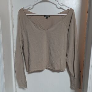 Wild Fable V-Neck Beige Long Sleeve Top
